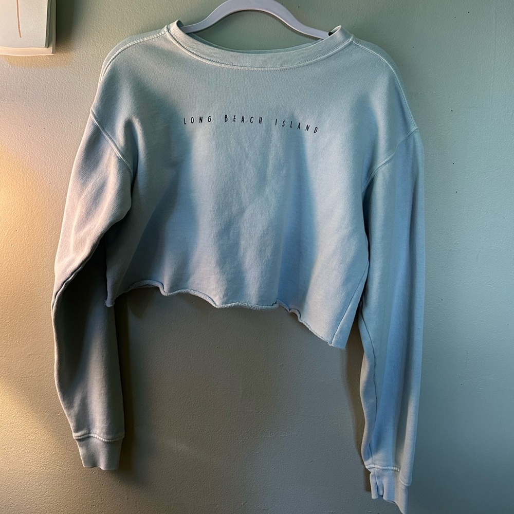 Lbi cropped baby blue sweatshirt